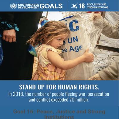young girl fleeing from war rights graphic